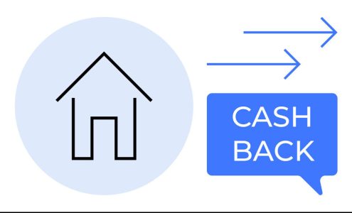 real-estate-incentive-house-icon-with-cash-back-vector-55010608